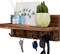 Decorative Key Hanging Rack with 4 Double Hooks – Easy Install Natural Wooden Key and Mail Holder for Wall Mount – Entryway Decor Rack with Shelf (Brown)